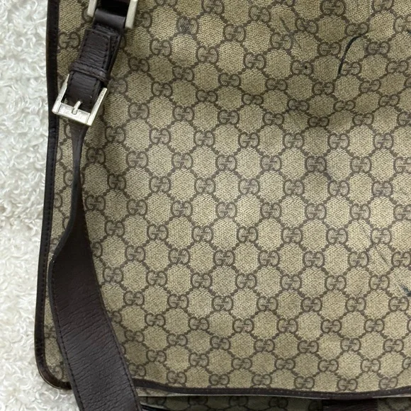 Gucci Beige and Dark Brown Monogram Messenger Bag - Picture 7 of 14